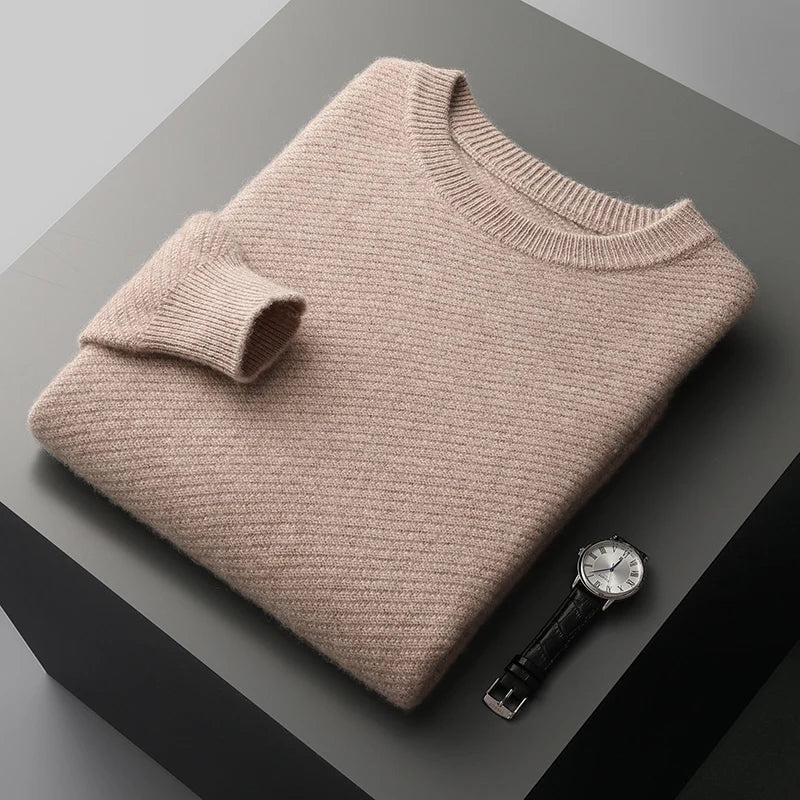 Herre Rundhalset Sweater | Ribstrikket Struktur