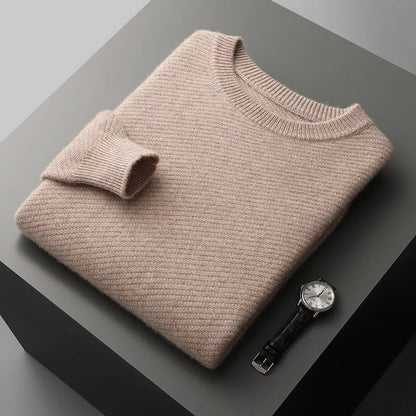 Herre Rundhalset Sweater | Ribstrikket Struktur