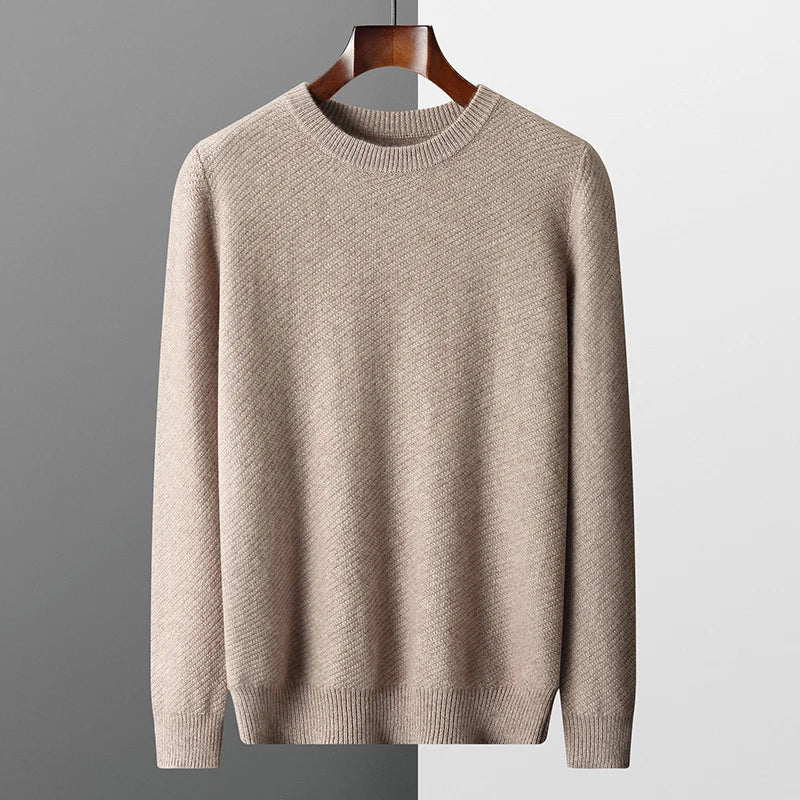 Herre Rundhalset Sweater | Ribstrikket Struktur
