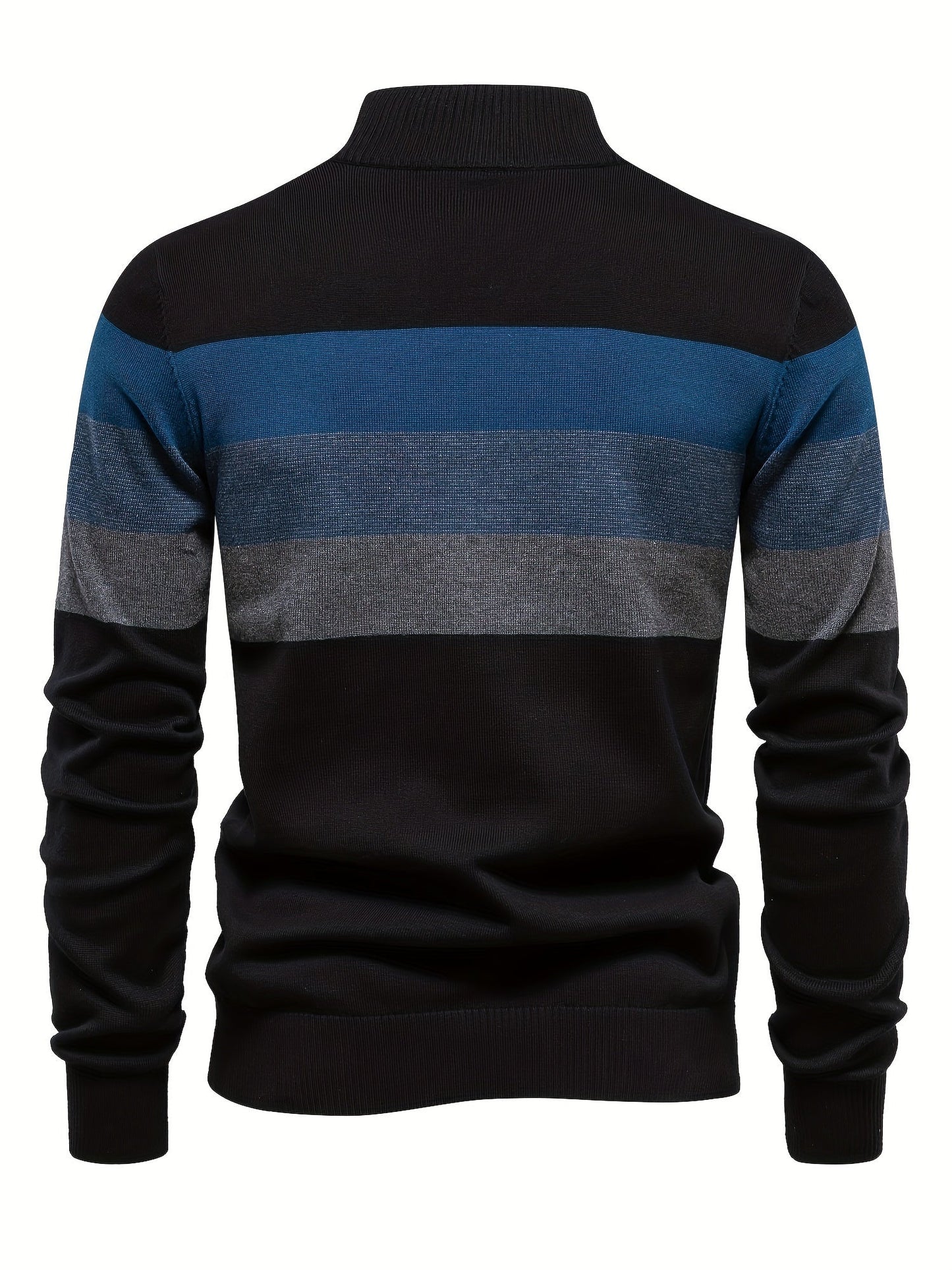 Herre Strik Sweater | Halv Lynlås med Striber