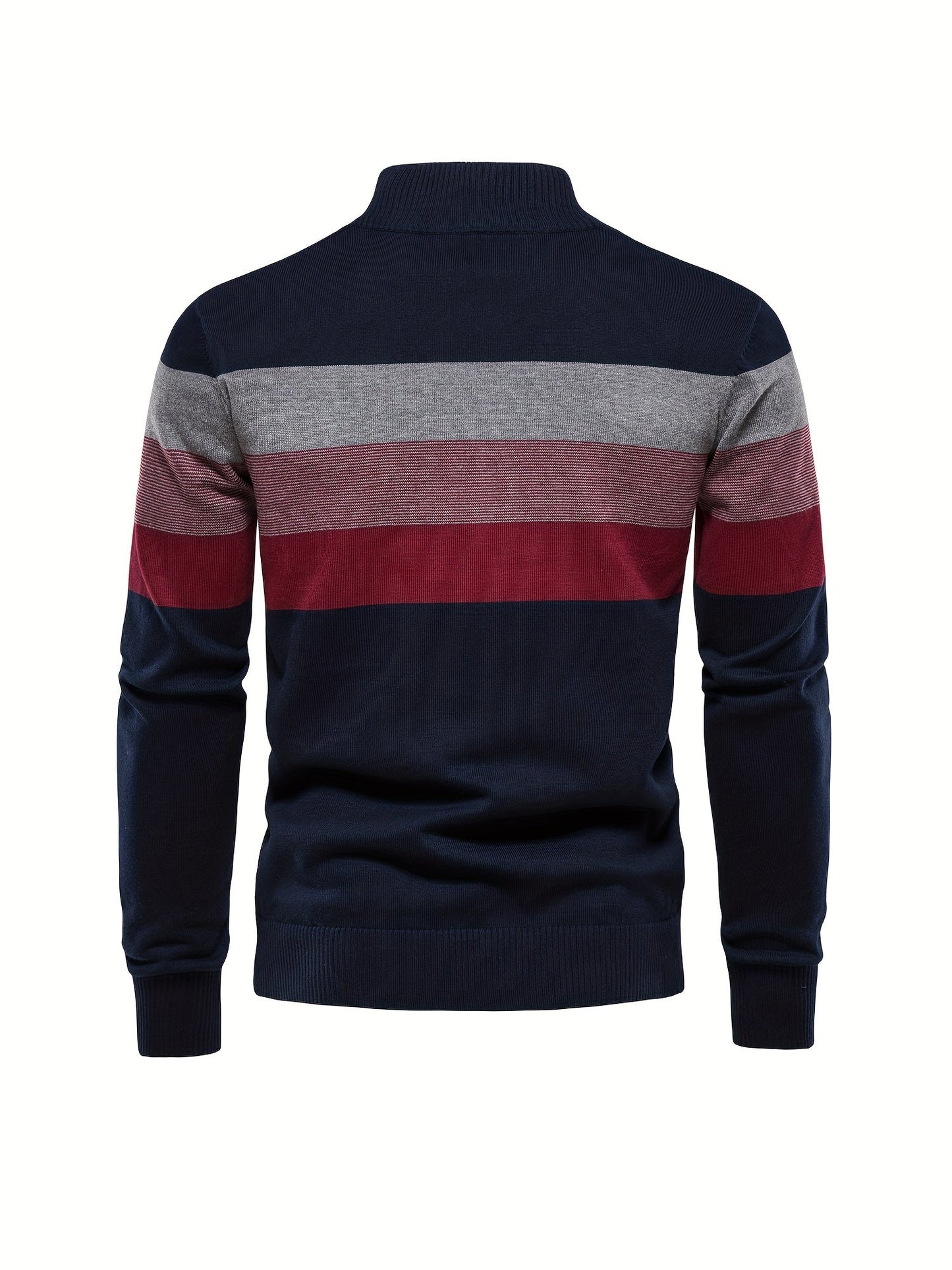 Herre Strik Sweater | Halv Lynlås med Striber