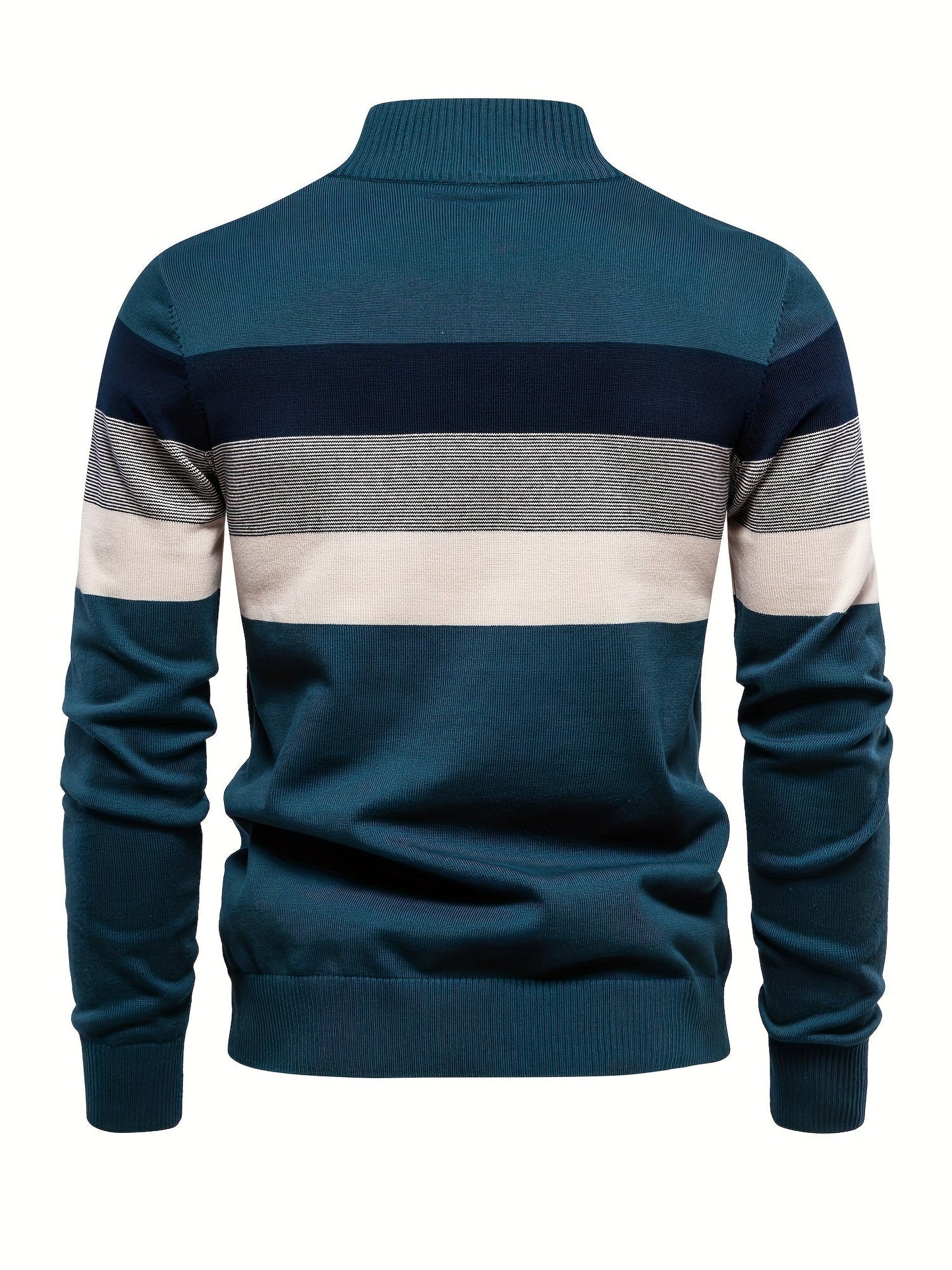 Herre Strik Sweater | Halv Lynlås med Striber