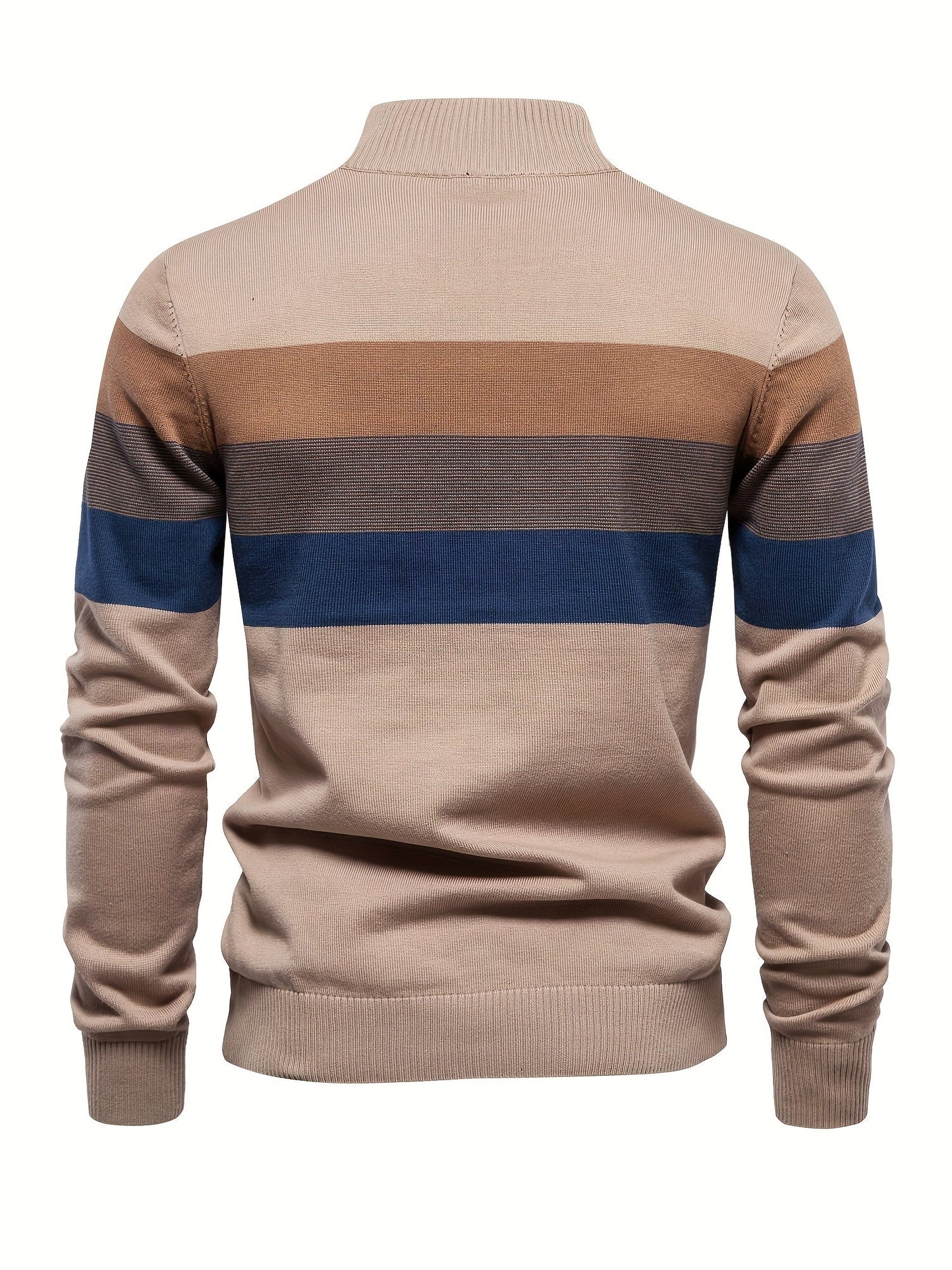 Herre Strik Sweater | Halv Lynlås med Striber