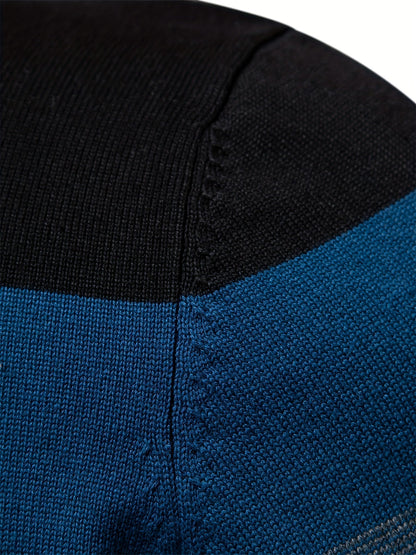 Herre Strik Sweater | Halv Lynlås med Striber